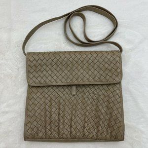 Vintage Pier Caranti Woven Leather Purse Taupe Made In Italy